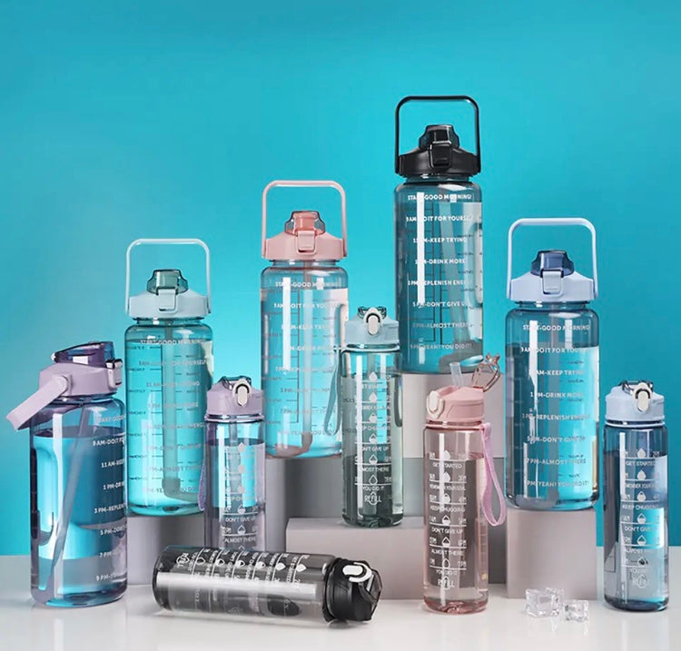 Set Of 3 Large Capacity Water Bottle, Portable Large Bottle With Straw,Transparent Refillable Leakproof Water Bottle Set Of 3 Large Capacity Water Bottle, Portable Large Bottle With Straw,Transparent Refillable Leakproof Water Bottle